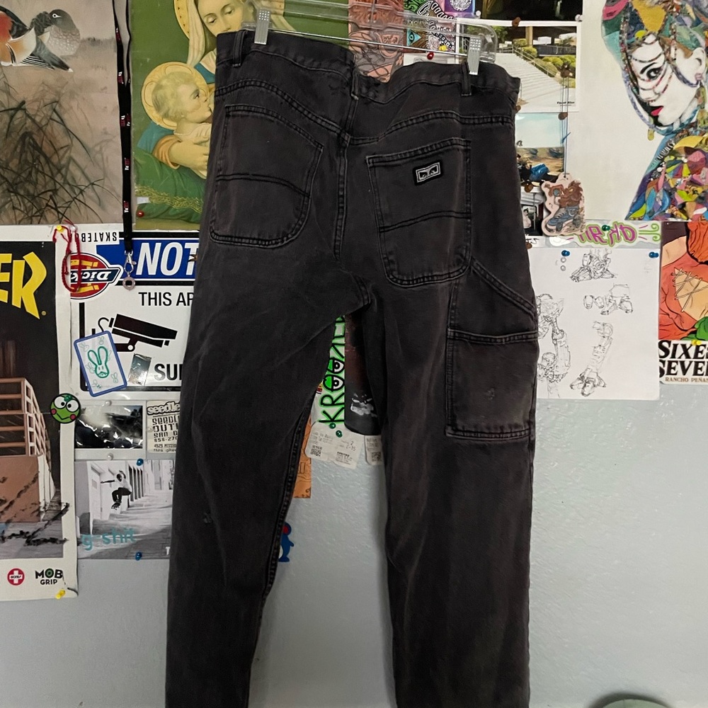 Men’s Obey 5-Pocket Relaxed Fit Taper Jeans - Waist 36 Black/Grey